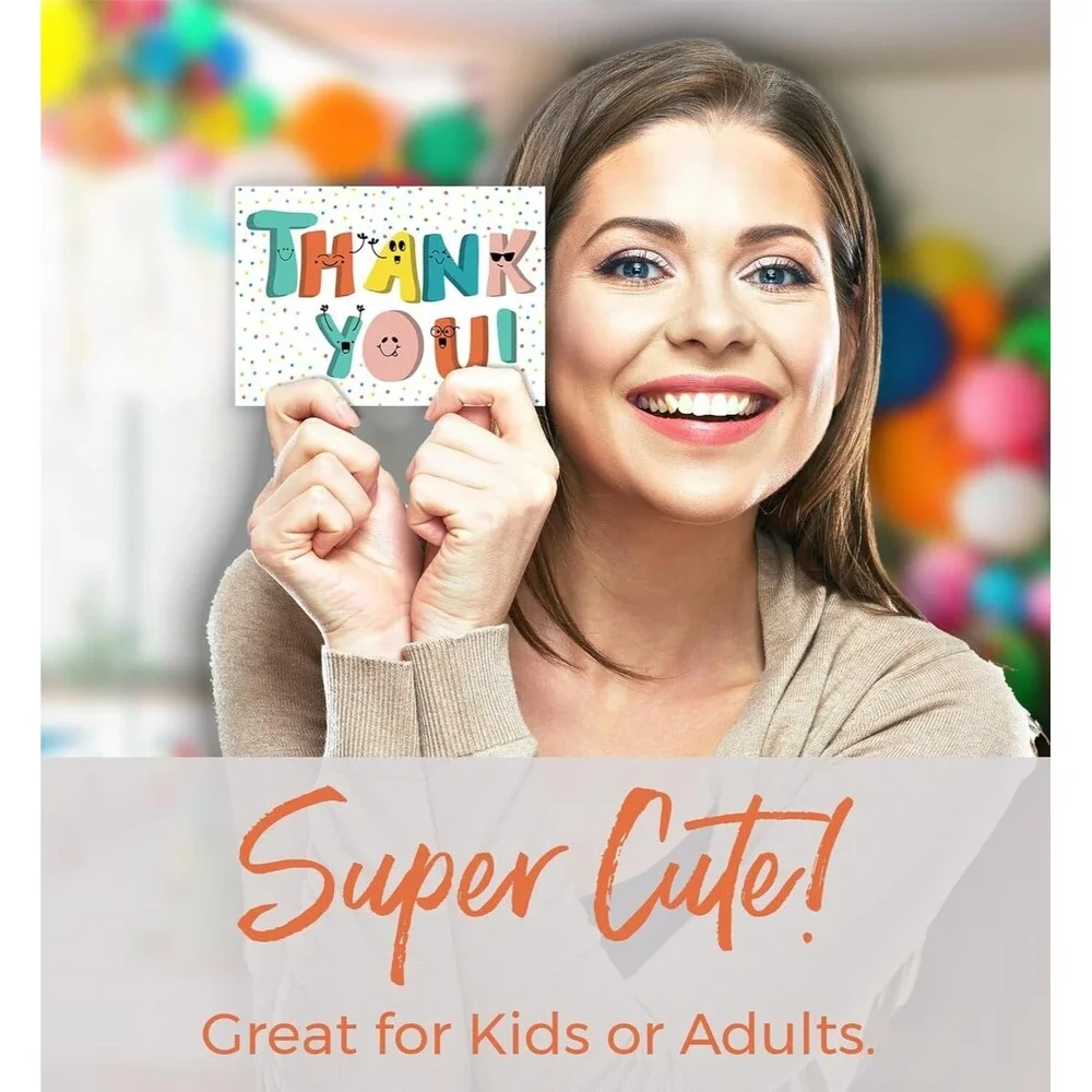Doodle Me Happy Kids Thank You Postcards  25 Card Set  Fun, Easy, Cute Thank You